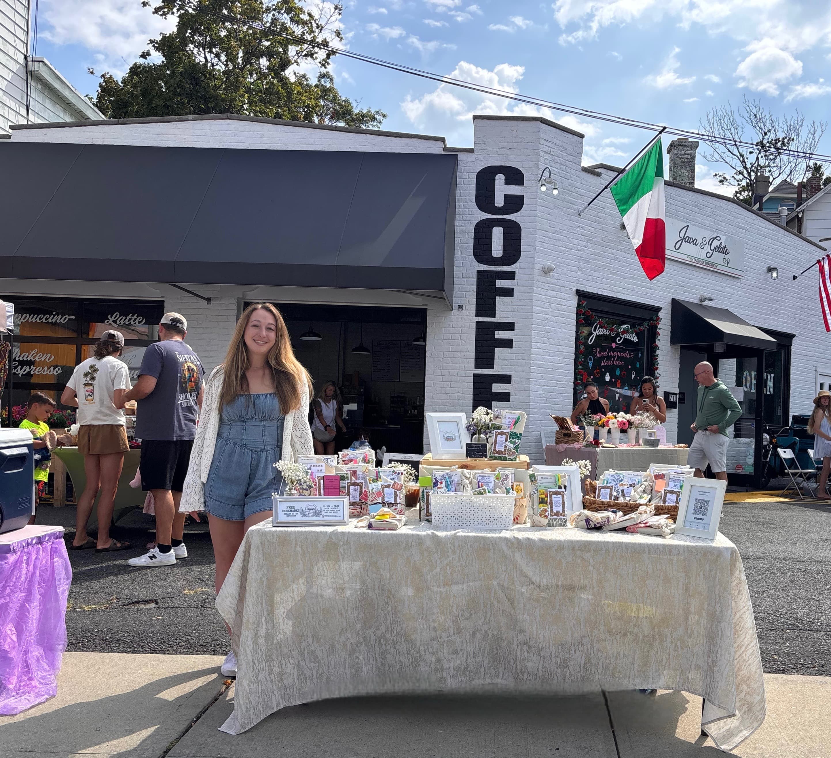 Founder at the market table